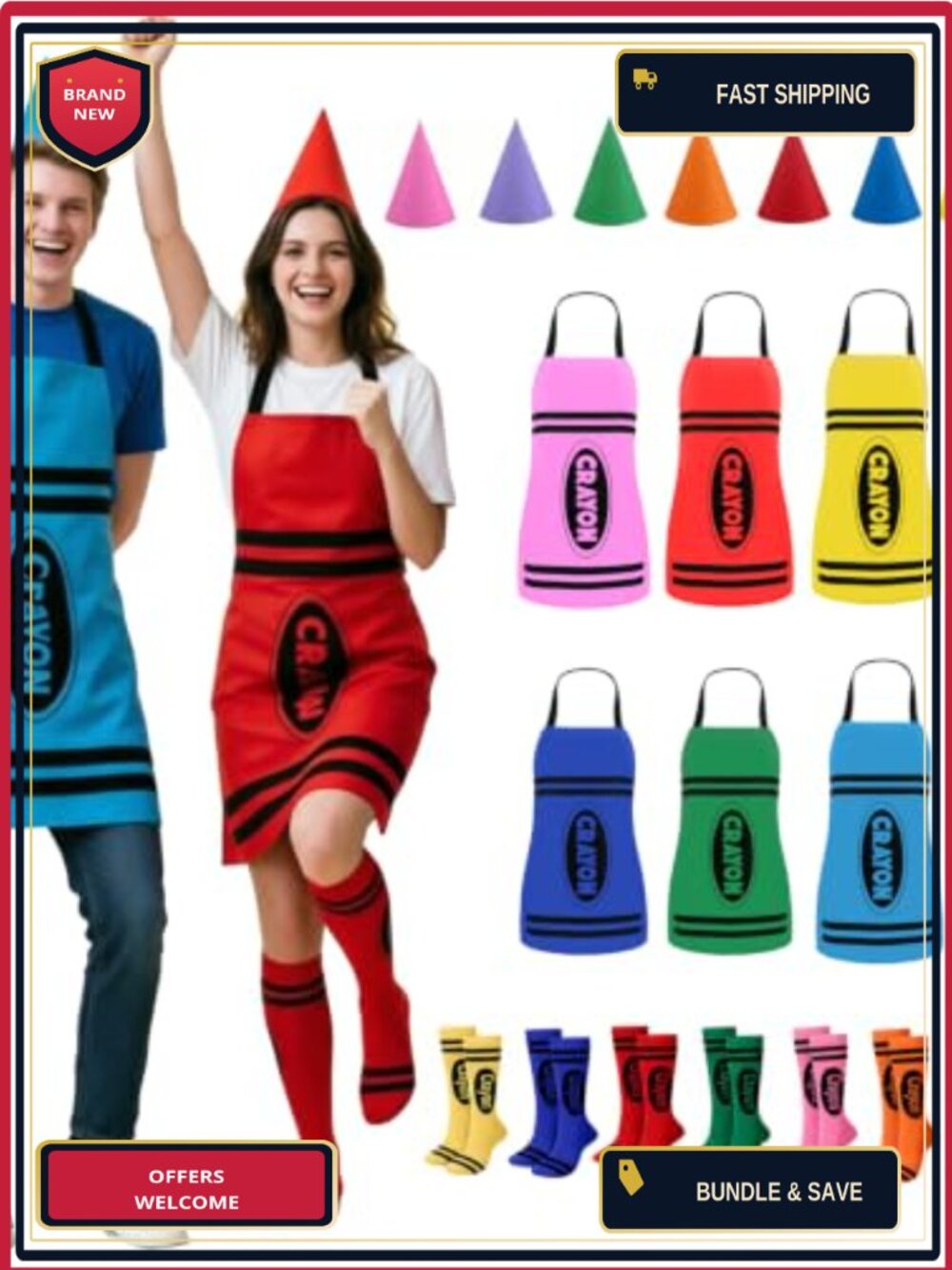 Crayon Apron Costume Set 24Pc Polyester Adult Group Halloween Outfit